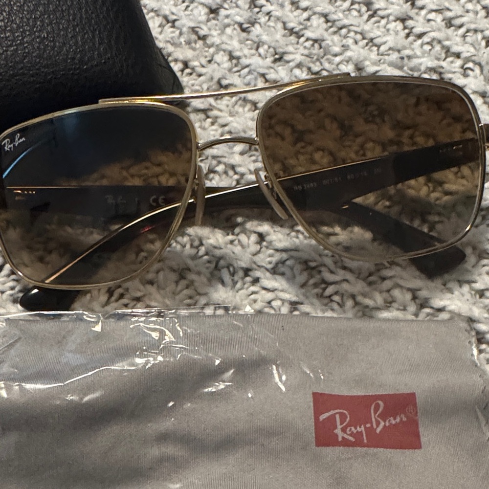 Ray-Ban Gold and Brown Sunglasses - Picture 3 of 9